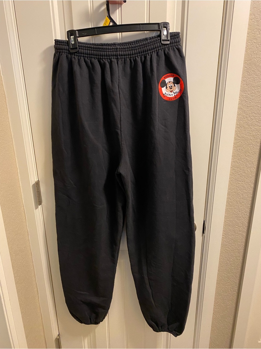 Disney Store L Sweatpants Black Mickey Mouse Club Joggers Elastic Waistband Lg